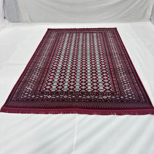 7 ft x 10 ft Red Persian 700 Reed Acrylic Rug, Bokhara Geometric Carpet