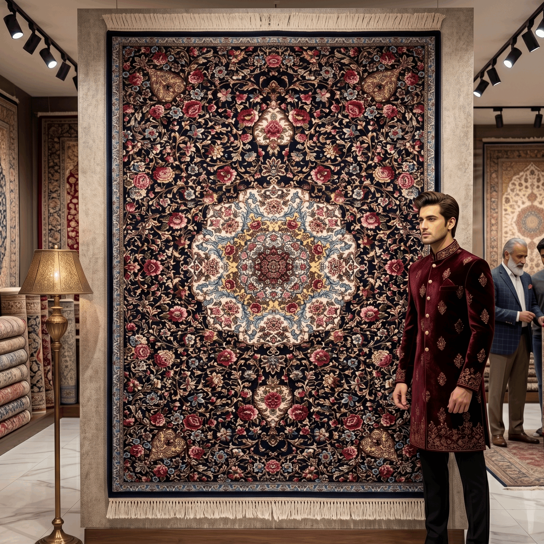 Persian Silk Floral Medallion Rug 2 ft x 3 ft | 1600 Reed Iranian Abresham