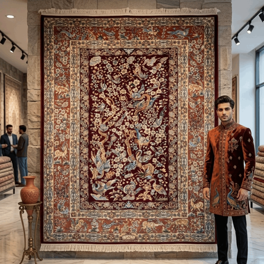 Persian Silk Bird of Paradise Rug 2.5 ft x 4 ft | 1600 Reeds