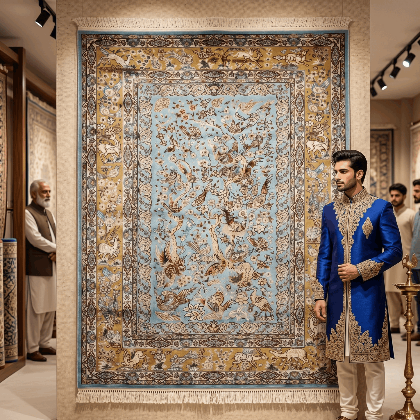 Persian Silk Abresham Bird & Floral Rug 2.5 ft x 4 ft | 1600 Reed