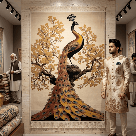 Persian Silk Peacock Rug 2 ft x 3 ft | Pure Silk Abresham | 1600 Reed