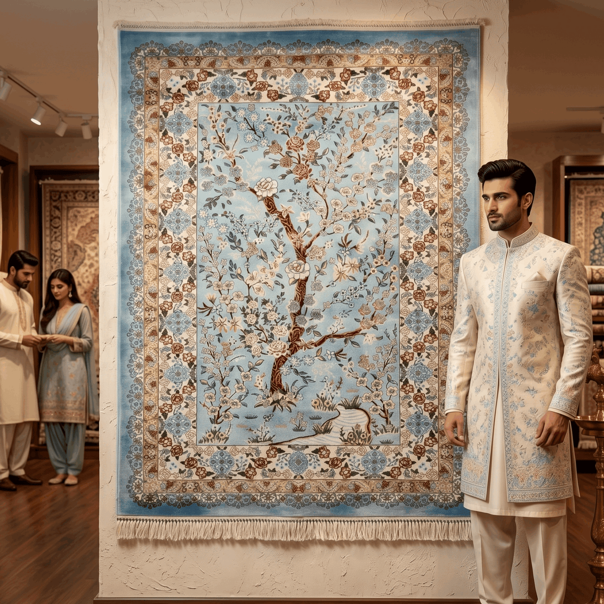Persian Silk Floral Tree Rug 2.5 ft x 4 ft | Pure Silk Abresham 1600 Reed