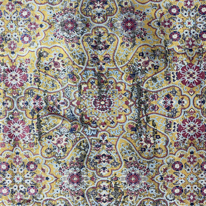 Luxurious 7 ft x 10 ft Persian Area Rug - Mahromah 10 - Dark Yellow and Grey - Superior Comfort & Elegant Style Accent