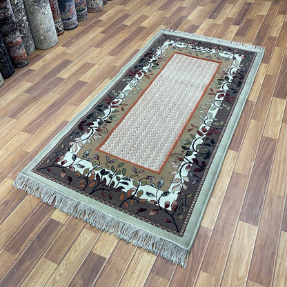 Elegant Beige Persian 500 Area Rug - 3 ft x 6.5 ft - Farsh Aryan 11 with Leaf Border Design