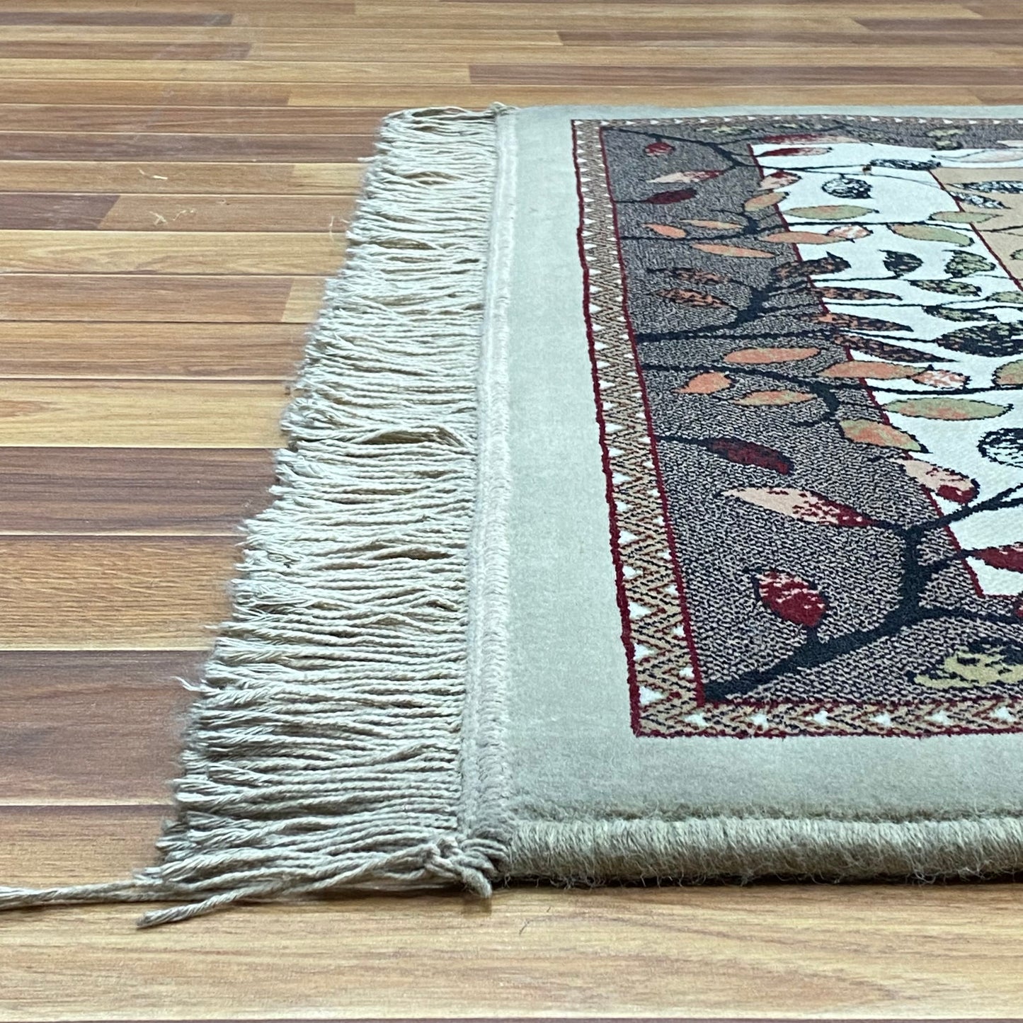 Elegant Beige Persian 500 Area Rug - 3 ft x 6.5 ft - Farsh Aryan 11 with Leaf Border Design