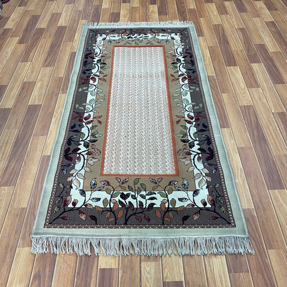 Elegant Beige Persian 500 Area Rug - 3 ft x 6.5 ft - Farsh Aryan 11 with Leaf Border Design