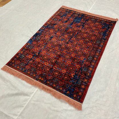 Elevate Your Space with Persian Baluchi 12 Area Rug - 3ft x 5ft - Red Wine and Blue Harmony