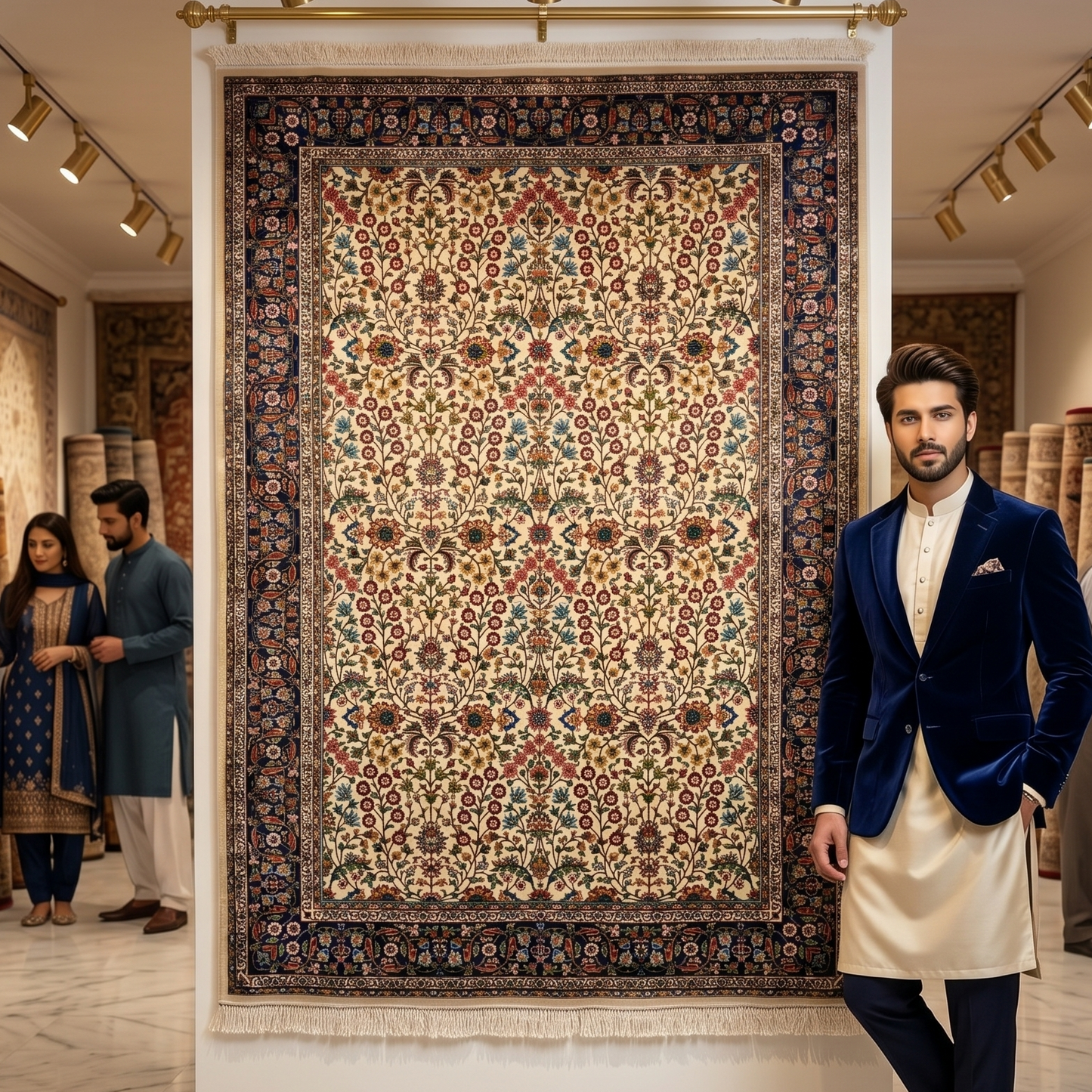 Persian Silk Floral Garden 5 ft x 8 ft | 1600 Reed Pure Silk Abresham Rug