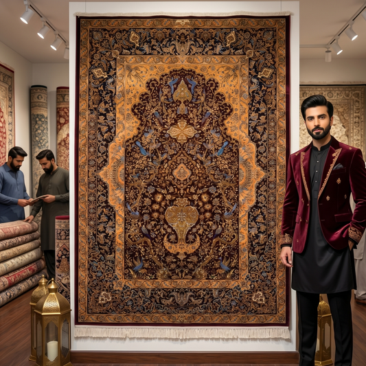 Persian Silk Abresham Rug 5 ft x 8 ft | 1600 Reed Iranian Floral Design