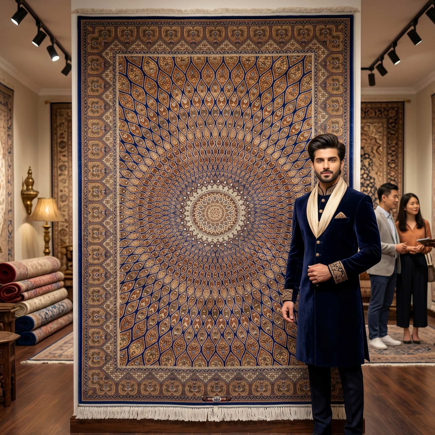 Persian Silk Medallion Rug 4 ft x 6 ft | 1600 Reed Pure Silk Abresham