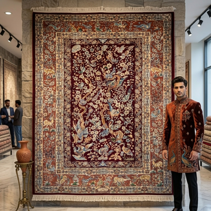 Persian Silk Bird of Paradise Rug 2.5 ft x 4 ft | 1600 Reeds