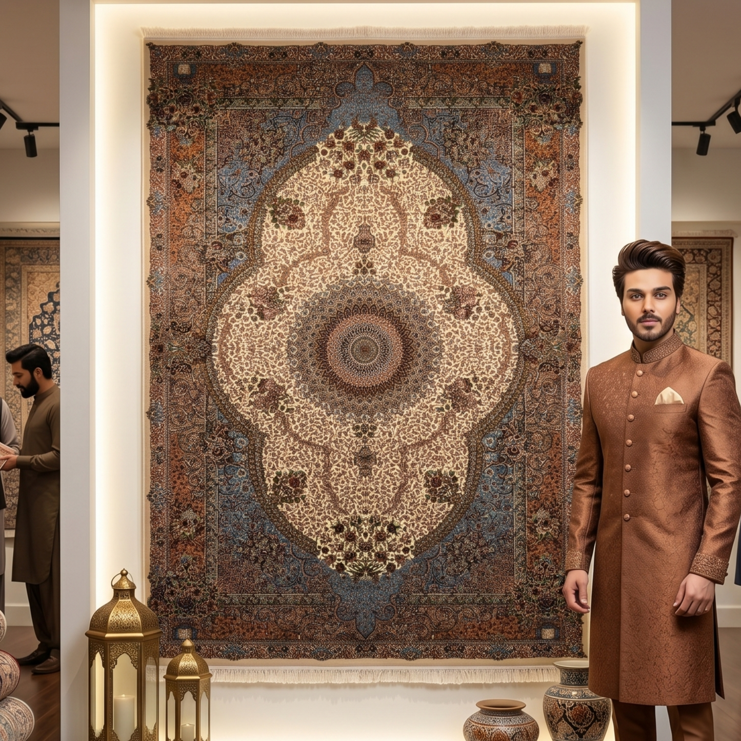Persian Silk Abresham Medallion Rug 5 ft x 8 ft | 1600 Reed Machine-Made