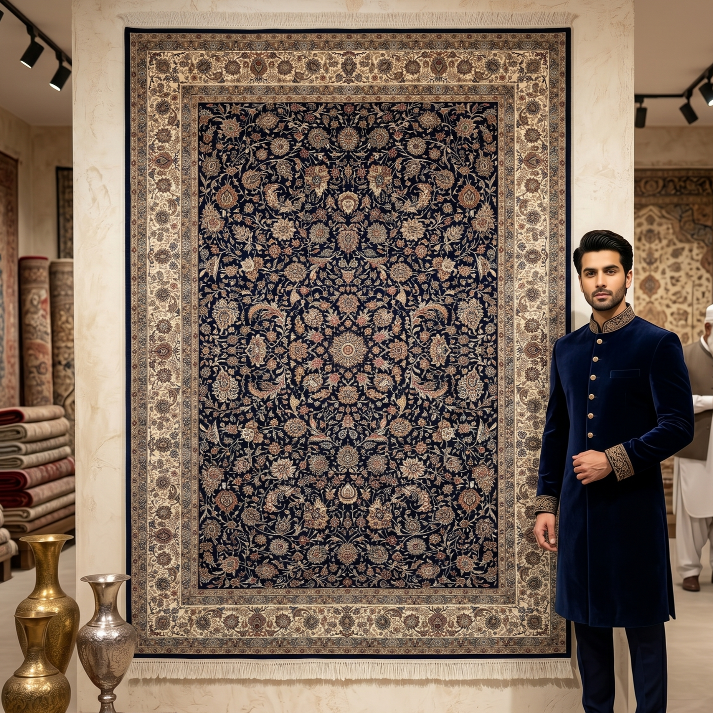 Persian Isfahan Arabesque Pure Silk Abresham Rug 7 ft x 10 ft | 1600 Reed