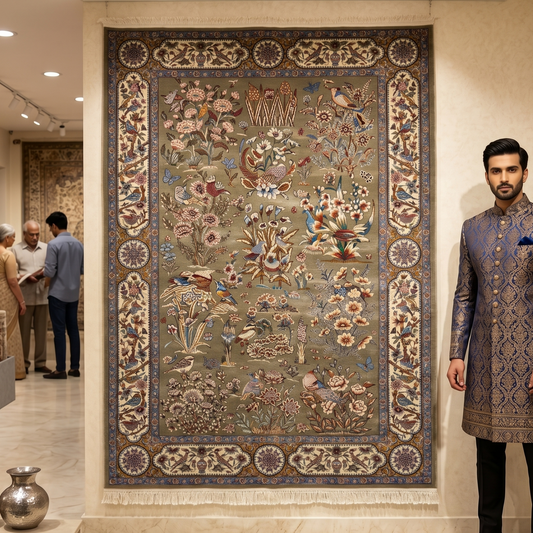 Persian Silk Garden of Paradise Rug 7 ft x 10 ft | 1600 Reed Pure Silk
