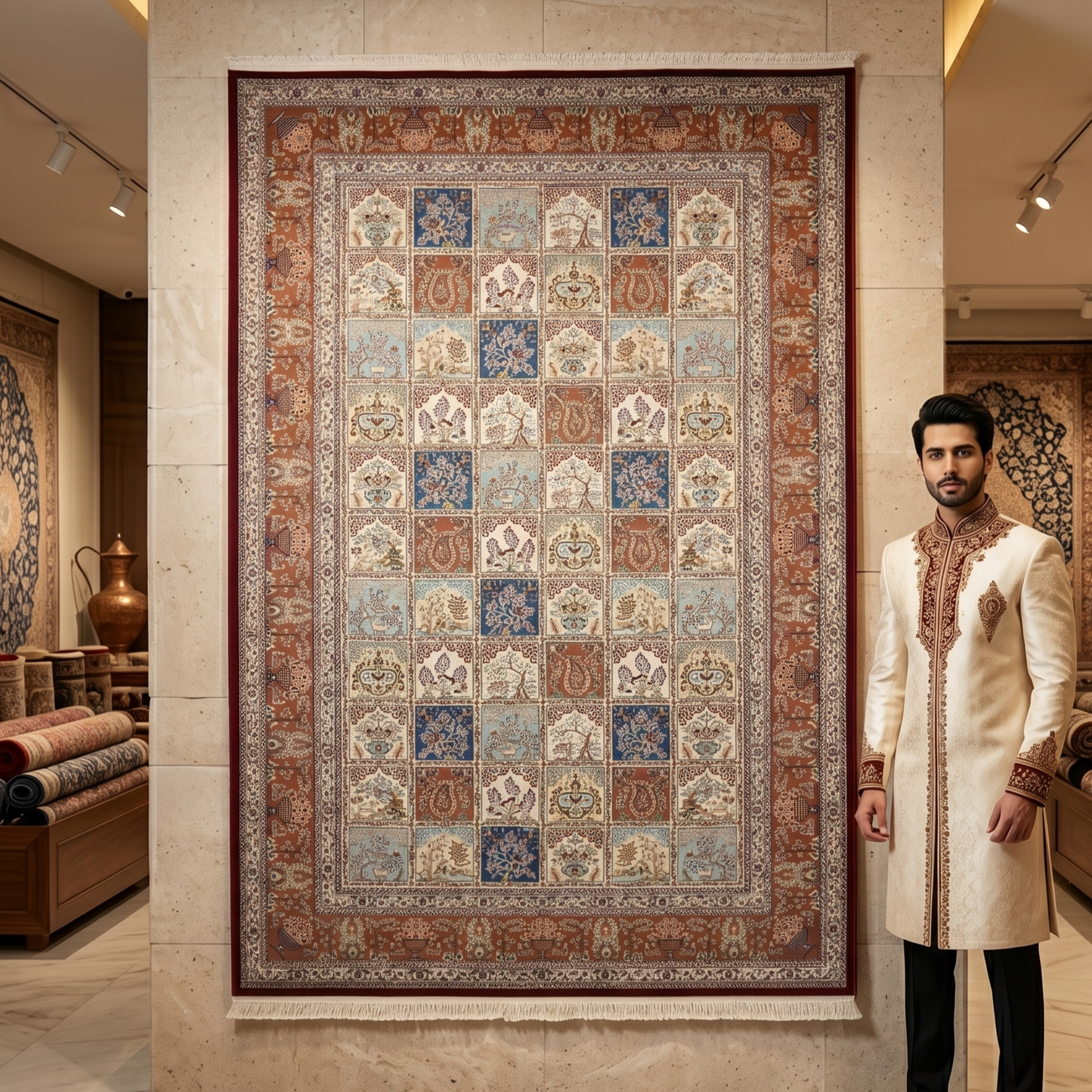 Persian Garden Silk Rug 7 ft x 10 ft | 1600 Reed Pure Silk Abresham