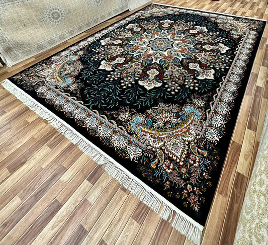 10 ft x 13 ft - Area Rug - Persian 1000 Reeds - Sanaa 1 - D. Blue and Multi Colors