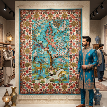 Persian Silk Garden of Paradise Rug 2 ft x 3 ft | 1600 Reed