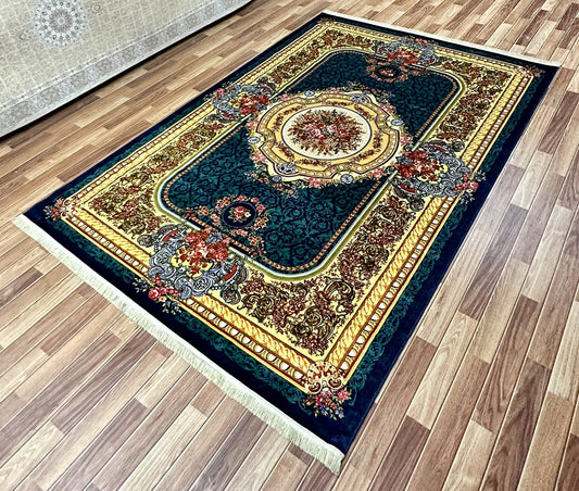 7 ft x 10 ft - Area Rug - Persian Silky - Ronika 1 - D. Blue and Multi Colors