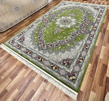 8 ft x 13 ft - Area Rug - Persian 1200 Reeds - Farsh Kilim Mojalal 1 - Green and Multi Colors