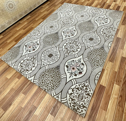 Stylish 7 ft x 10 ft Persian 500 Reeds Ana Floral 1 Area Rug - Grey with Multi Colors