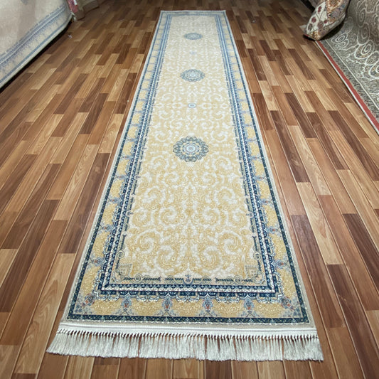 3 ft x 13 ft - Runner - Persian 1200 Reeds - Gul Nafis Kashan 1 - Beige and Multi Colors