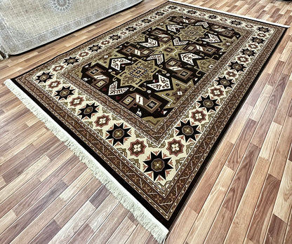 Elegant 8 ft x 11 ft Persian Silky Area Rug - Pierre Cardian 1 - Brown and Beige