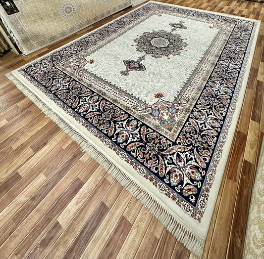 10 ft x 13 ft - Area Rug - Persian 1000 Reeds - Qaitham 1 - Beige and Multi Colors