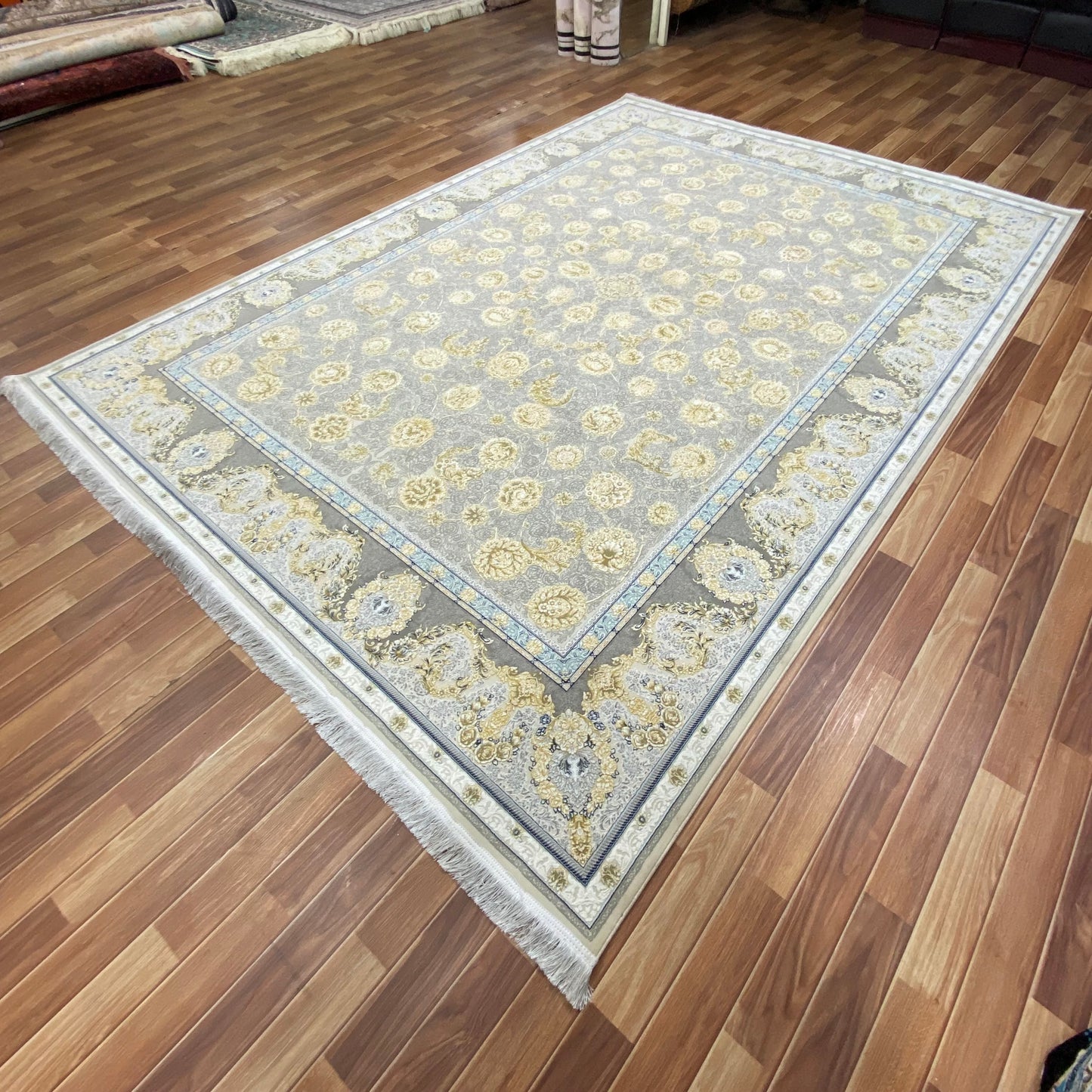 8 ft x 11 ft Area Rug - Persian 1200 Reeds - Farsh Kakh 1 - L. Grey - Transform Your Space with Timeless Elegance