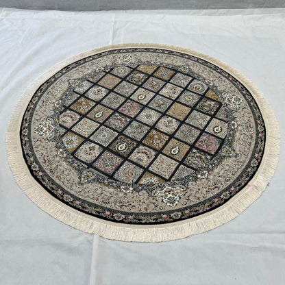 5 ft x 5 ft Persian Round Rug – Miniature by Pars Nagsh Kashan – 1500 Reeds – Floral Design