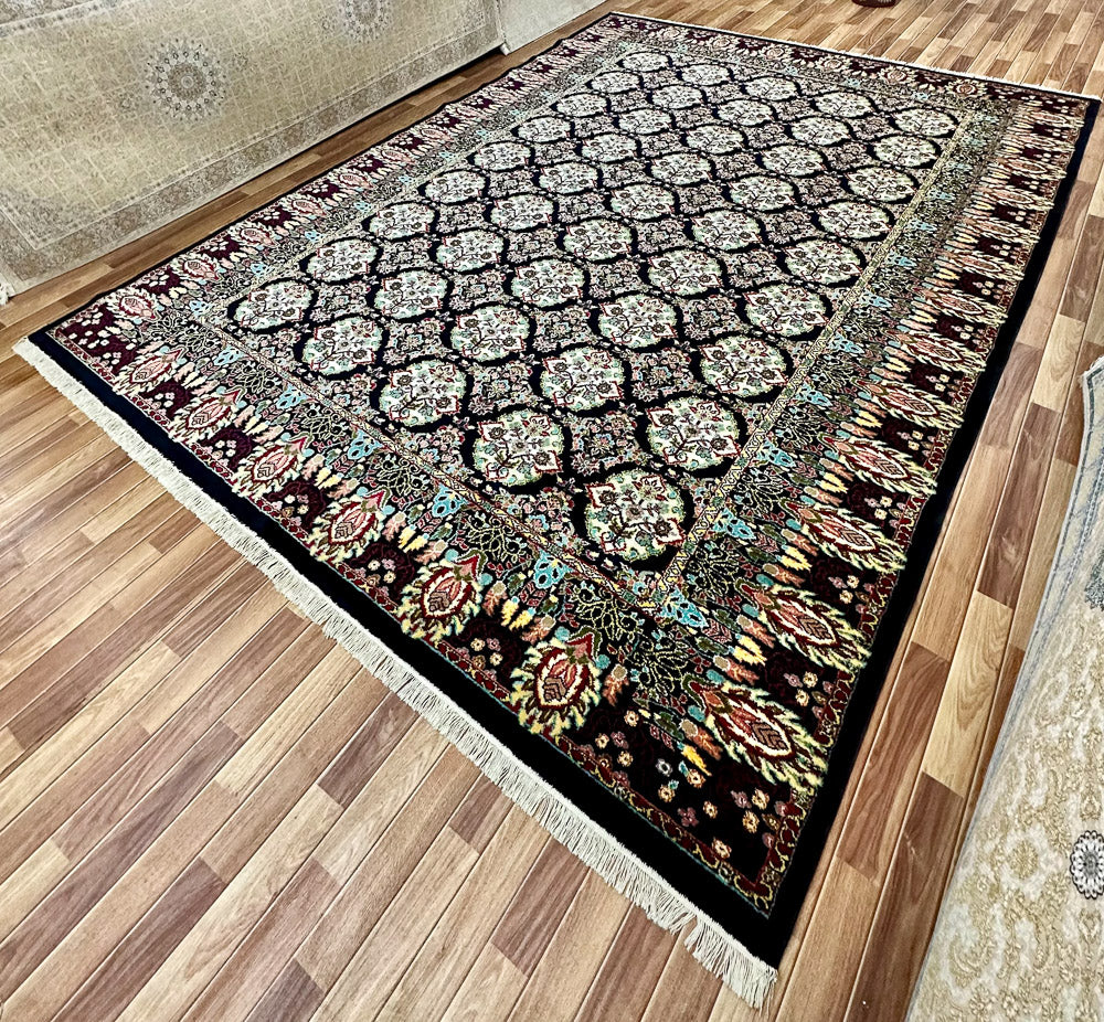 10 ft x 13 ft - Area Rug - Persian 500 Reeds - Shahkar 1 - D. Blue and Multi Colors
