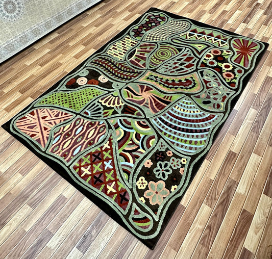 7 ft x 10 ft - Area Rug - Persian Silky - Izmir Cutworks 1 - Multi Colors