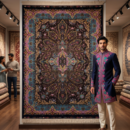 Persian Silk Medallion Rug 5 ft x 8 ft | 1600 Reed Pure Silk Abresham