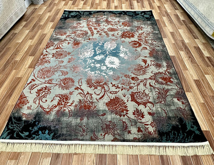 Exquisite 7 ft x 10 ft Persian 700 Reeds Farsh Nagina Mashad Helal 1 Area Rug - Black with Multi Colors