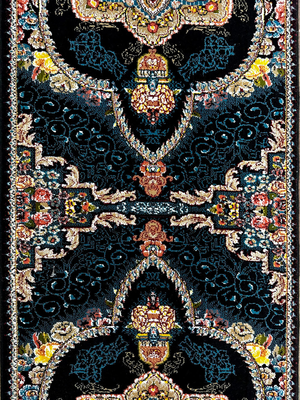 1.5 ft x 12 ft - Runner - Persian 1000 Reeds - Pars Negin Shahkar 1 - Black and Multi Colors