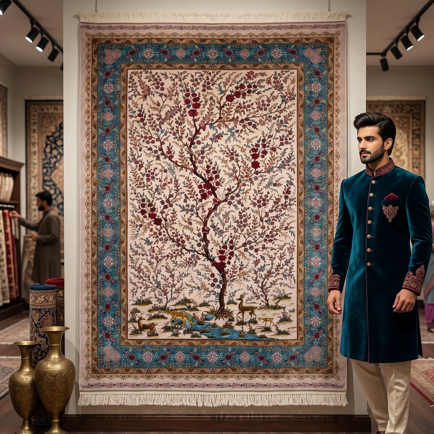 Persian Tree of Life Silk Rug 7 ft x 10 ft | Pure Silk Abresham 1600 Reed