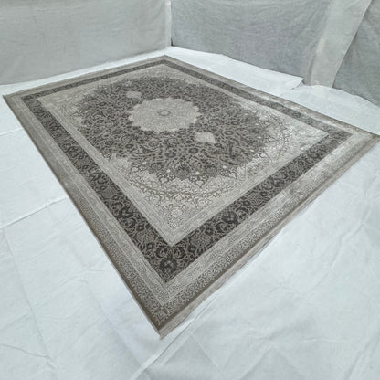 Persian Beheshti Rug – Bamboo Silk – 10×13 ft – 1500 Reeds – Taupe Ivory