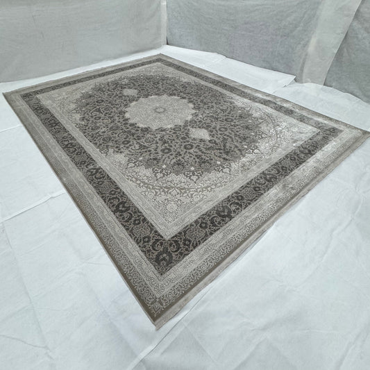 Persian Beheshti Rug – Bamboo Silk – 10×13 ft – 1500 Reeds – Taupe Ivory