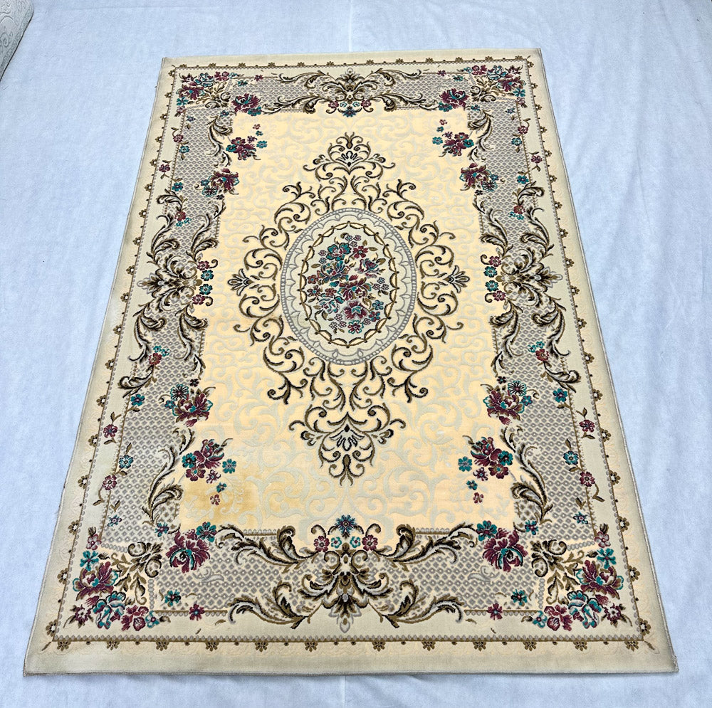 Elegant Beige Persian Area Rug - 5 ft x 8 ft - 700 Reeds Sepas Collection - Multi Colors