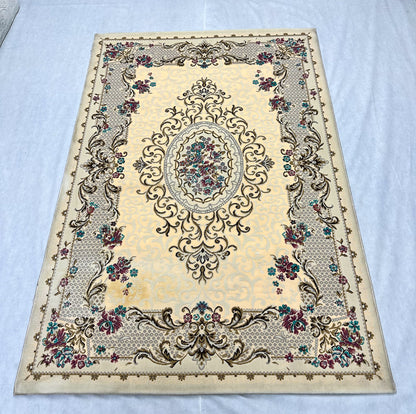 Elegant Beige Persian Area Rug - 5 ft x 8 ft - 700 Reeds Sepas Collection - Multi Colors