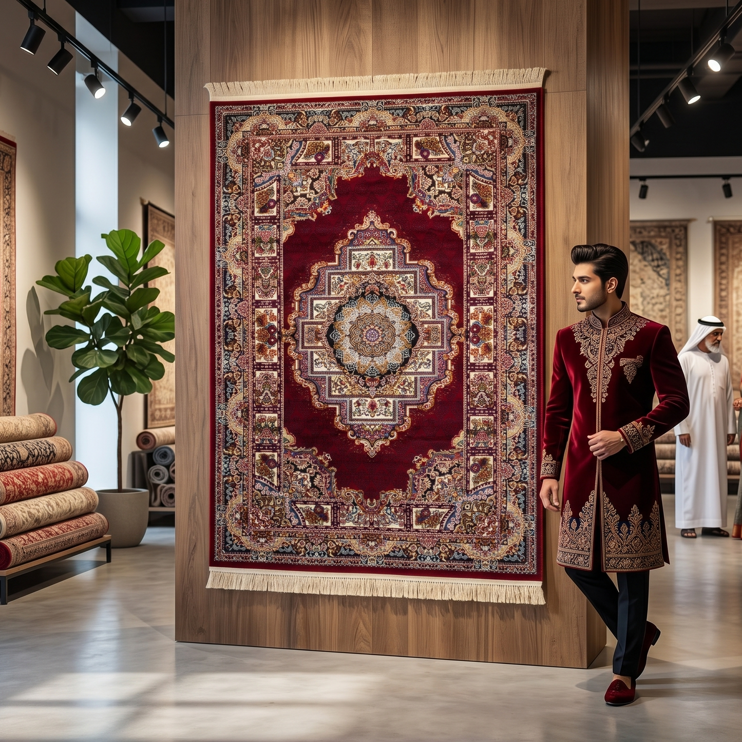 5 ft x 8 ft Red Persian 700 Reed Acrylic Rug, Tabriz Medallion Carpet