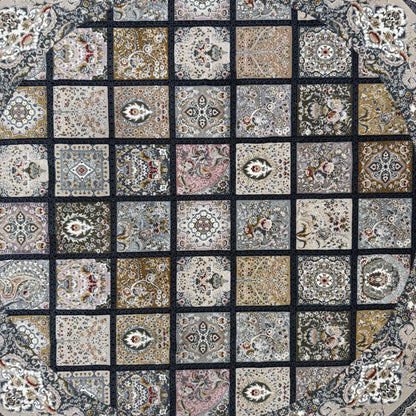 5 ft x 5 ft Persian Round Rug – Miniature by Pars Nagsh Kashan – 1500 Reeds – Floral Design