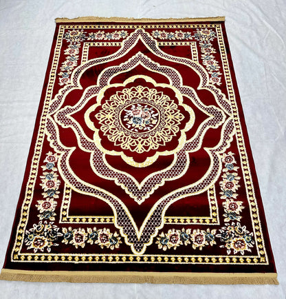 Luxurious Red Wine Turkish Area Rug - 5 ft x 8 ft - JD Napoli 1 Collection