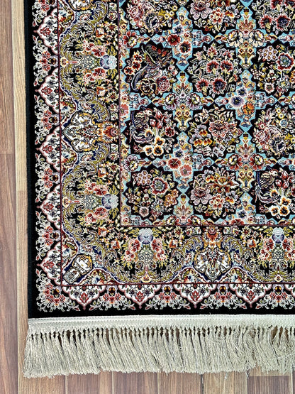 3 ft x 10 ft - Runner - Persian 1000 Reeds - Shahkar 1 - Black and tortoise with Multi Colors