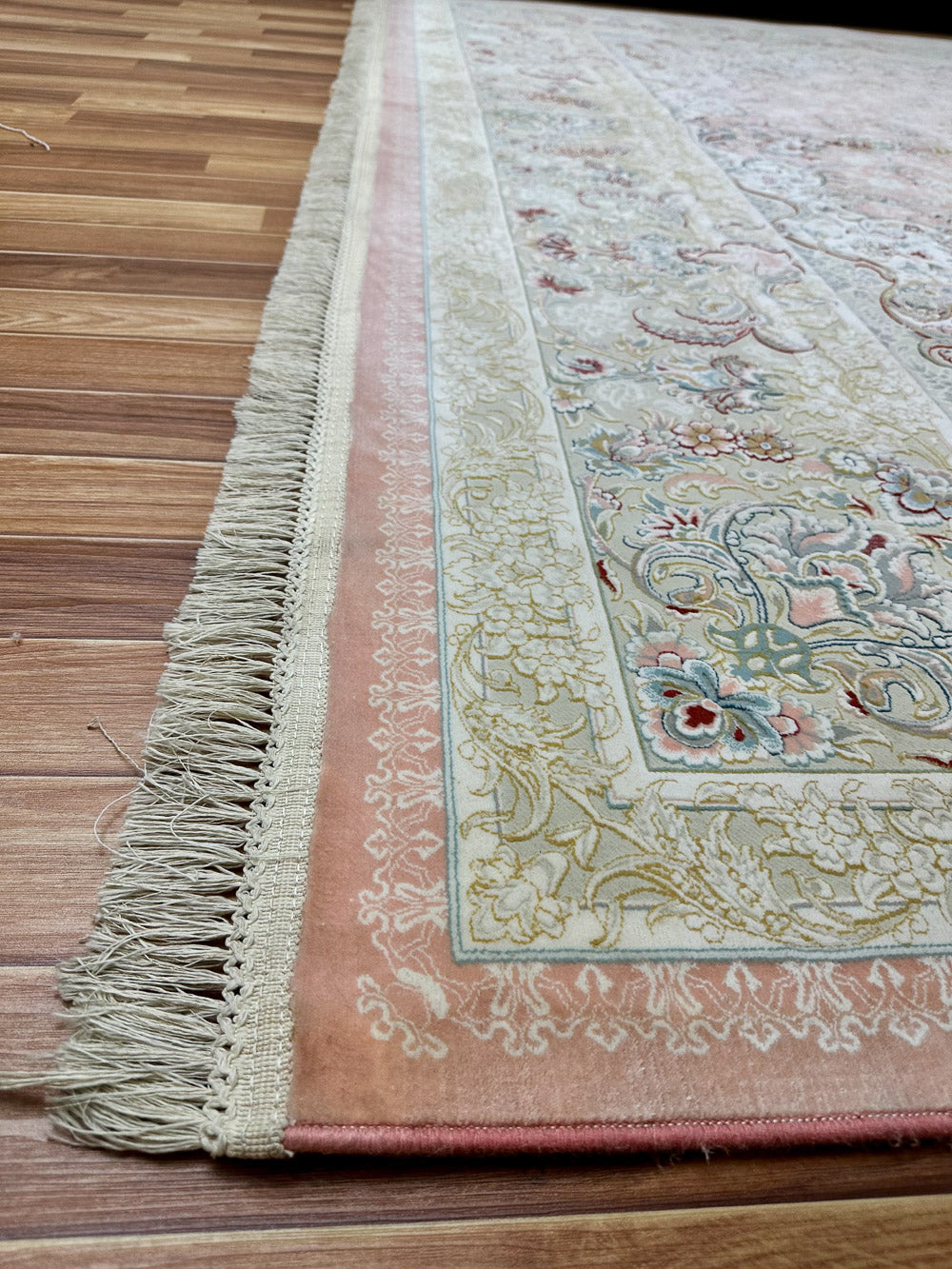 Luxurious 10 ft x 13 ft Persian 1500 Reeds Area Rug - Farsh Kakh 1 - Light Pink with Multi Colors