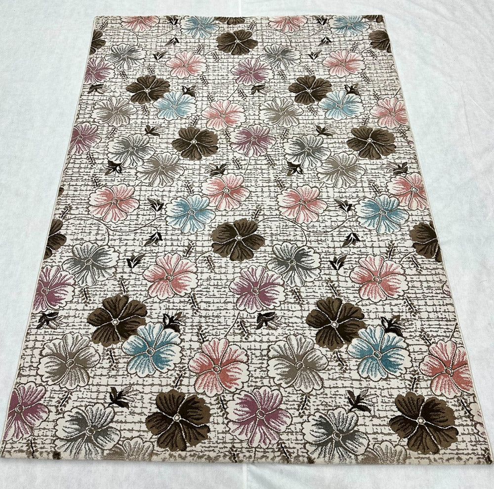 Charming White Floral Area Rug - 5 ft x 8 ft - Persian 500 Reeds Ana Floral Collection