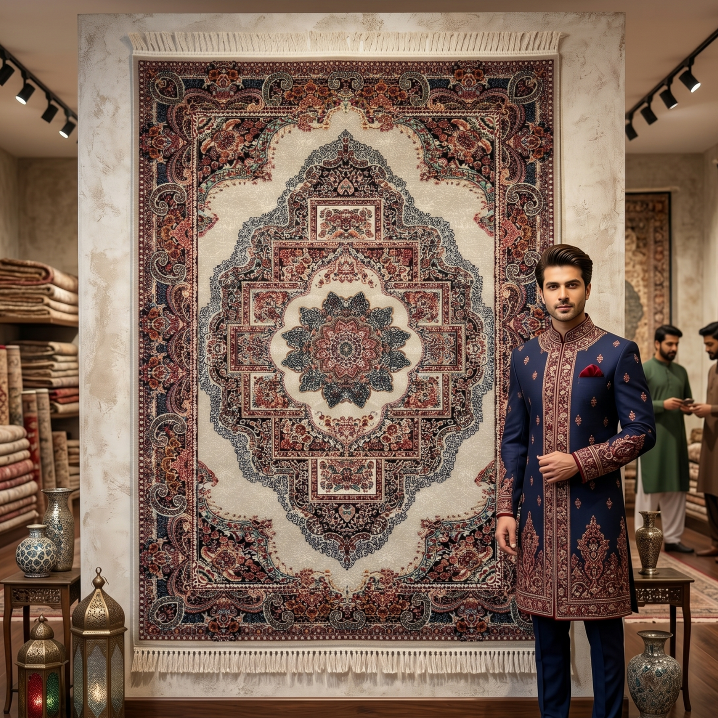 4 ft x 6 ft Persian Acrylic Rug | 700 Reed Floral Medallion Carpet
