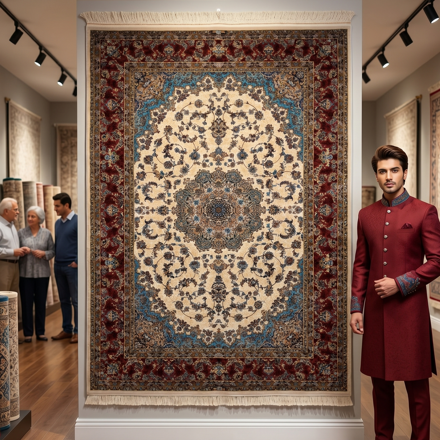 Persian Silk Isfahan Rug 5 ft x 8 ft | 1600 Reed Pure Silk Abresham