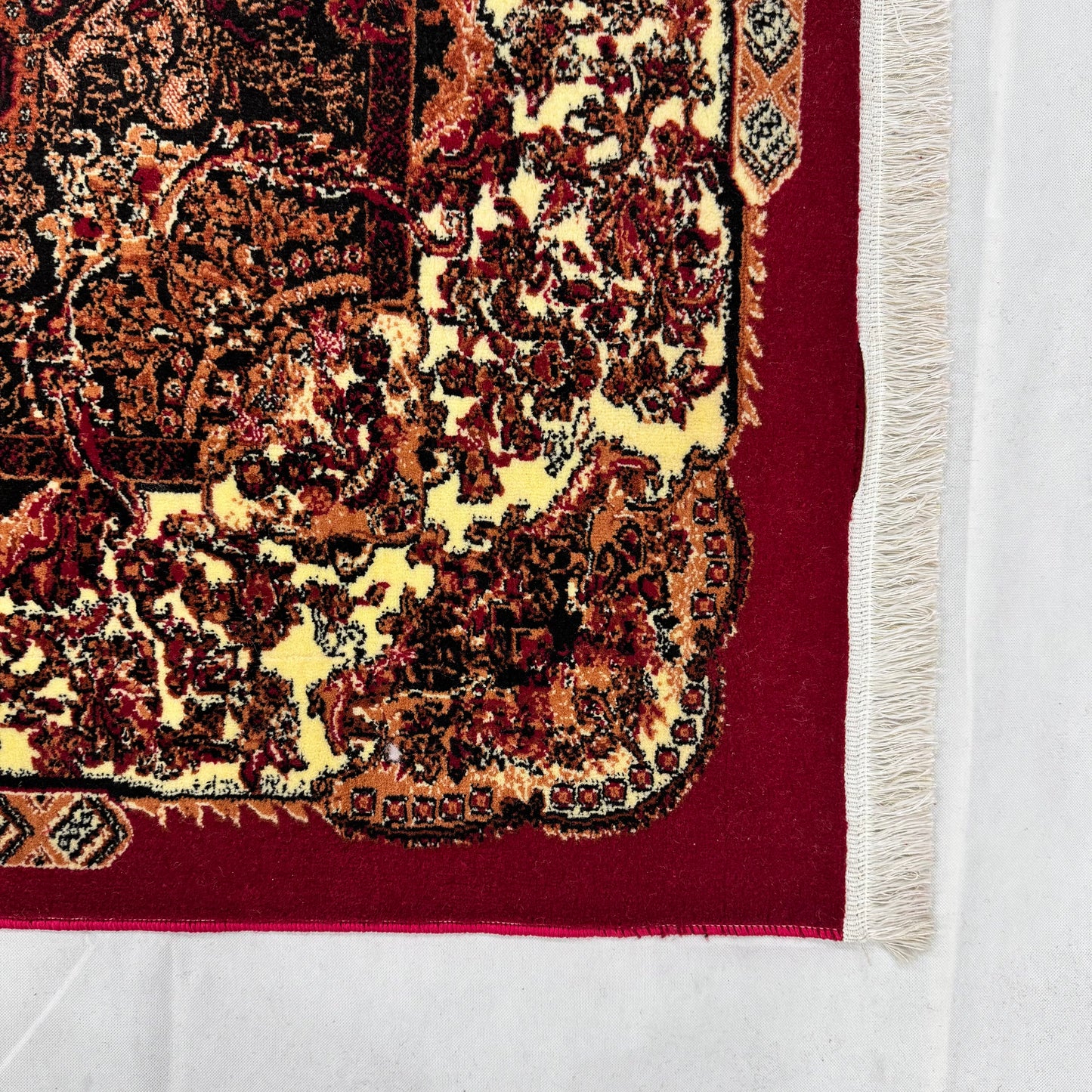 Persian Kashani Red Medallion Rug 8x11 ft – 500 Reeds Nylon Machine-Made Iran