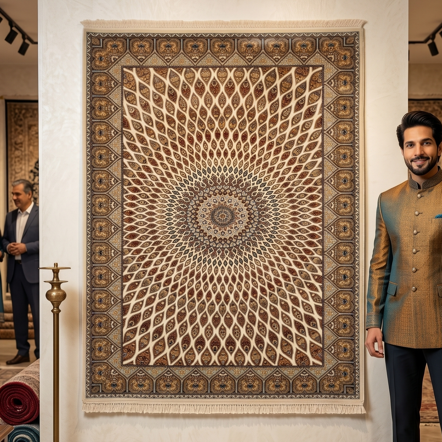 Persian Silk Gonbad Sunburst Rug 3 ft x 5 ft | 1600 Reeds