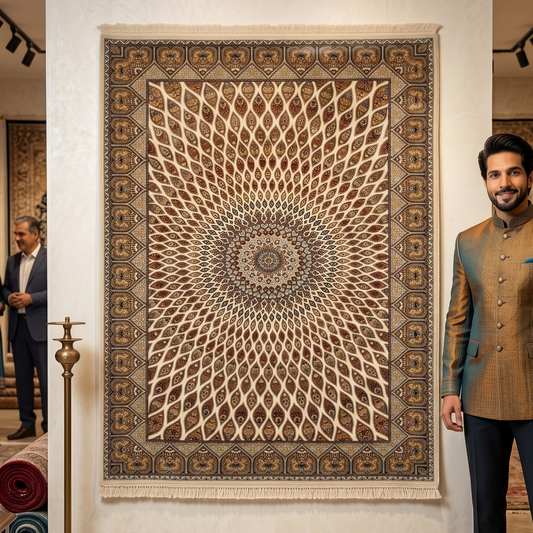 Persian Silk Gonbad Sunburst Rug 3 ft x 5 ft | 1600 Reeds